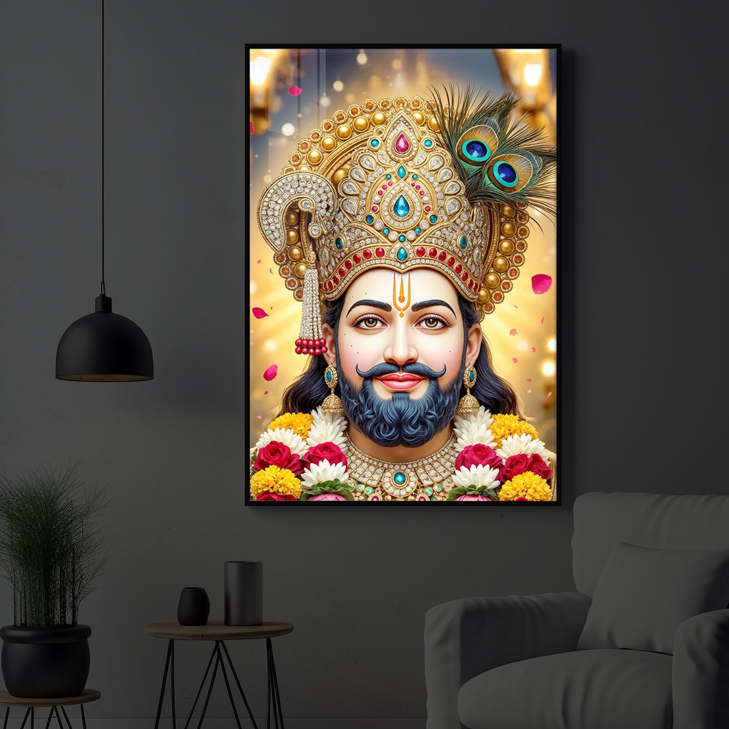 Jai Shri Shyam Modern Luxury Backlight Vertical Wall Art