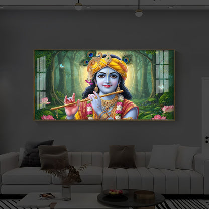 Shri Krishna Ji Modern Luxury Backlight Horizontal Wall Art
