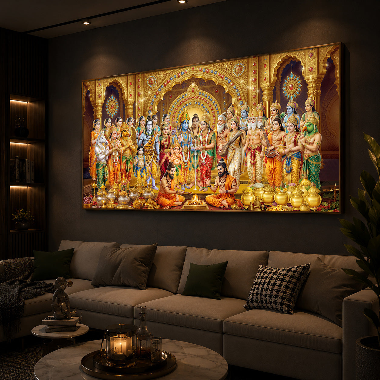 Divine Moment Of Shrinivasam Kalyanam Modern Luxury Backlight Horizontal Wall Art