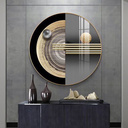 Golden Orb Premium Acrylic Round Wall Art