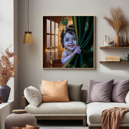 Little Lord kanha Premium Acrylic Square Wall Art