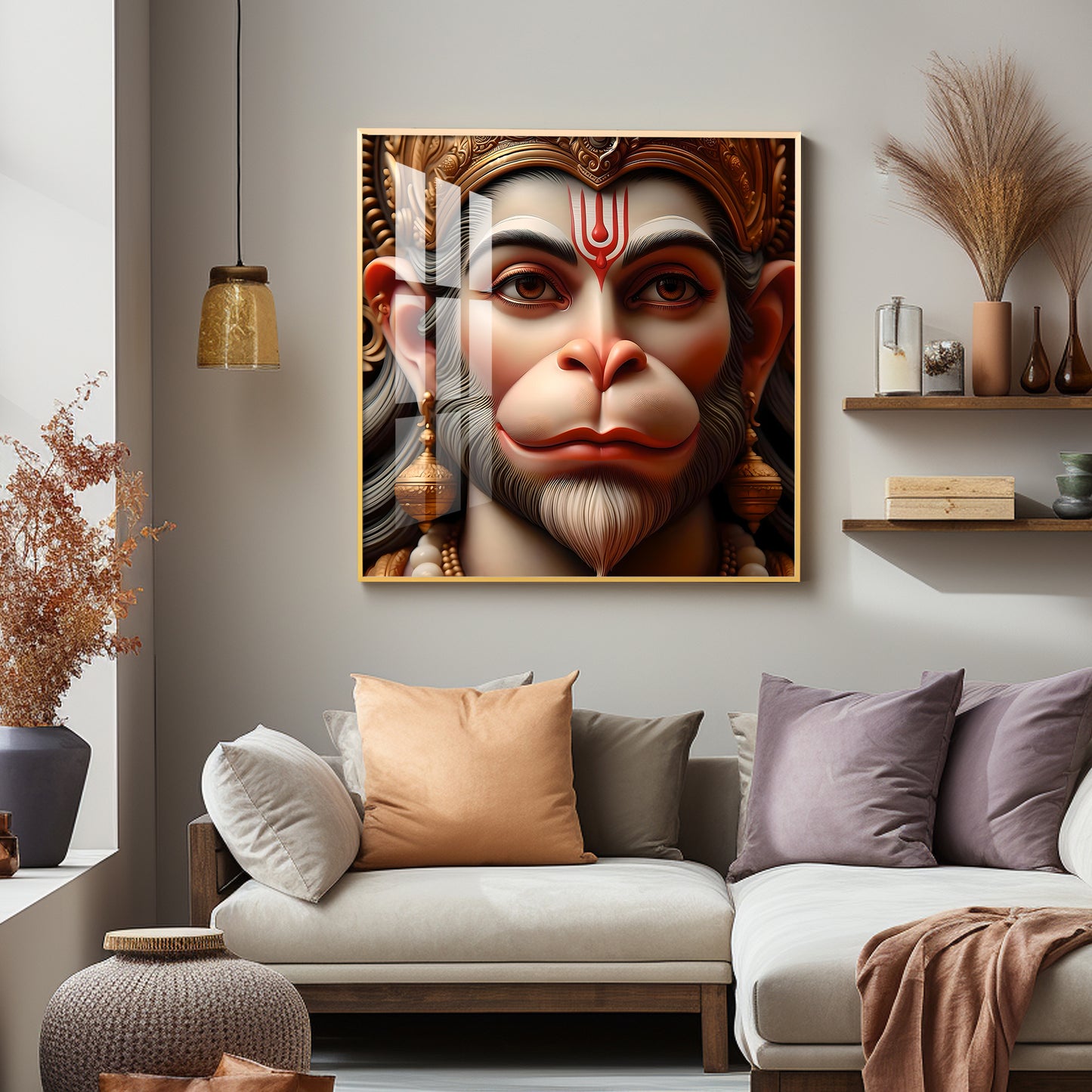 Lord Hanuman Premium Acrylic Square Wall Art