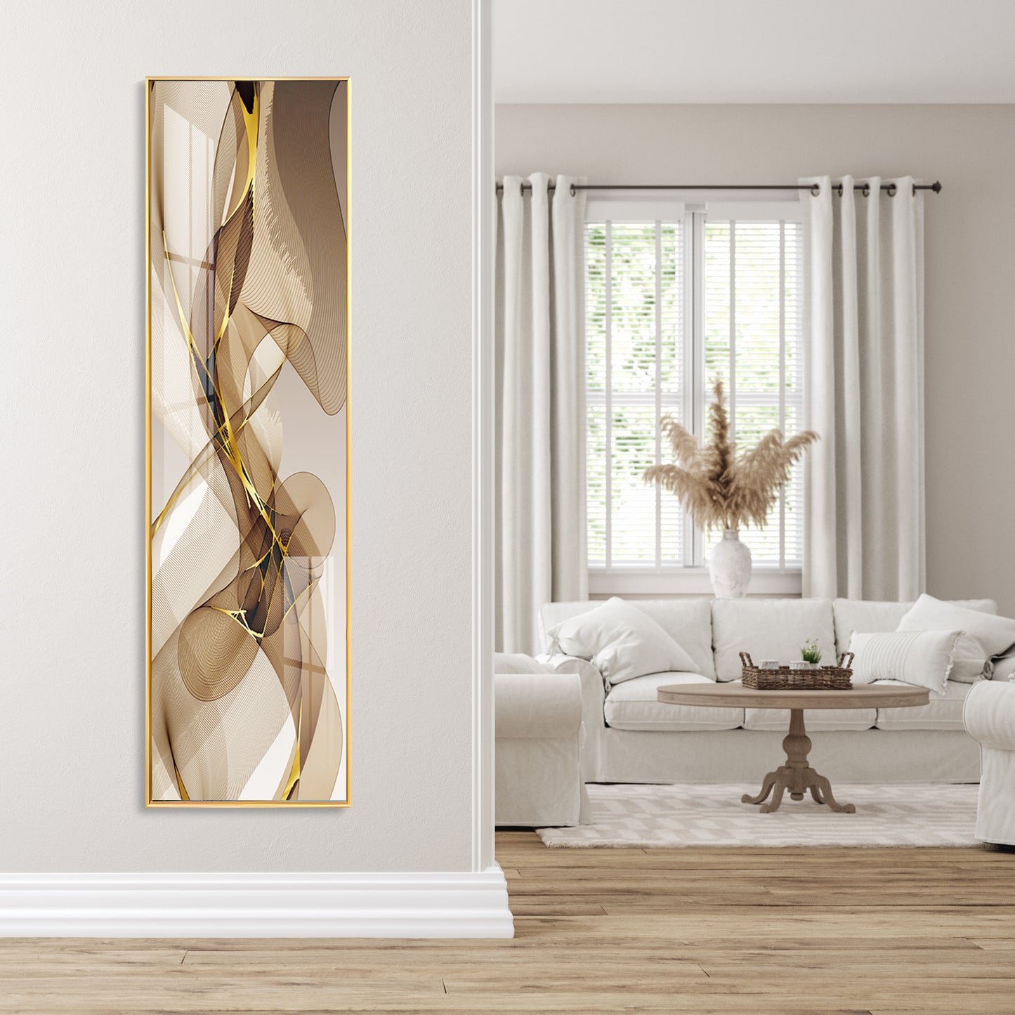 Black Gold Abstract Vertical Premium Acrylic Vertical Wall Art