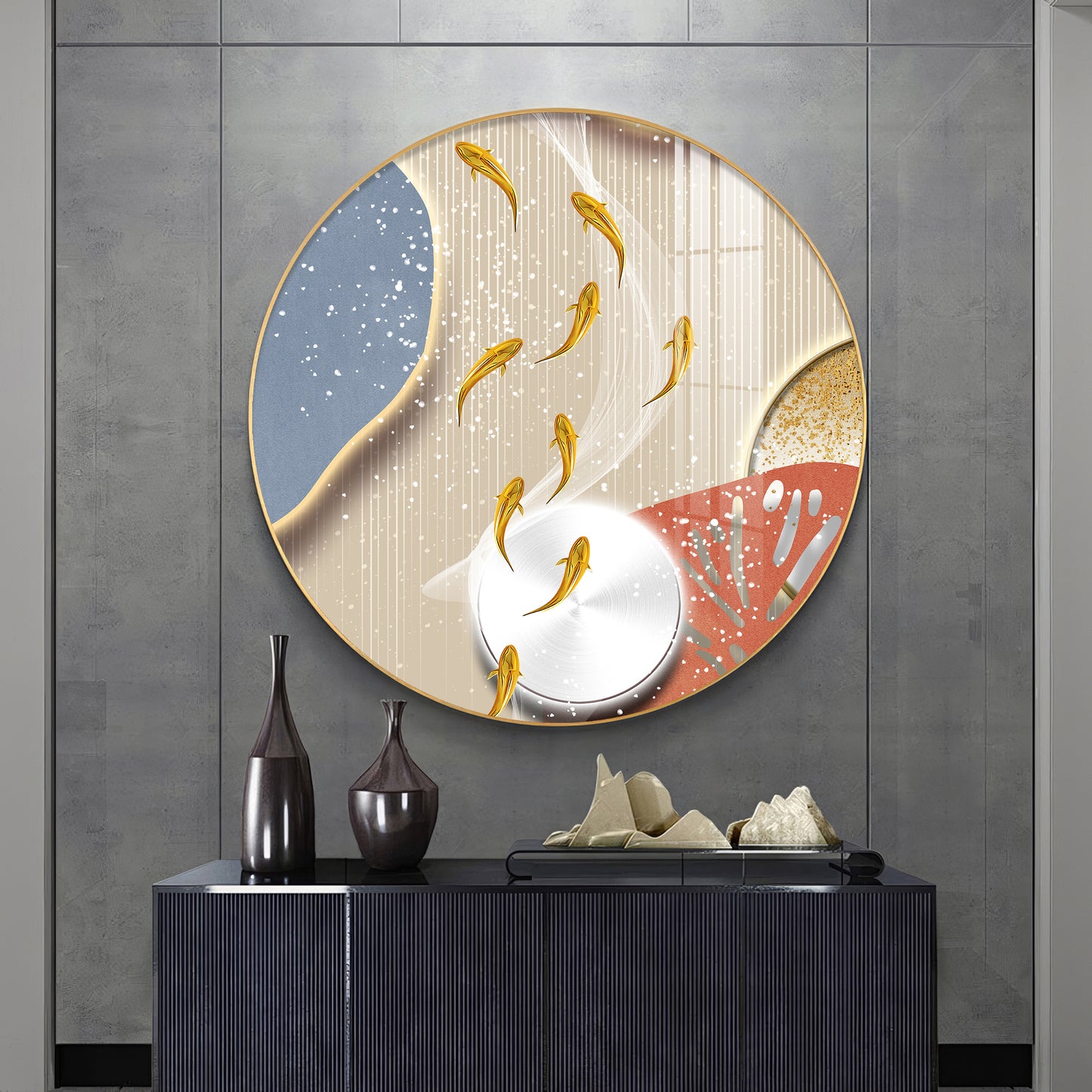 Aqua Whirl Premium Acrylic Round Wall Art