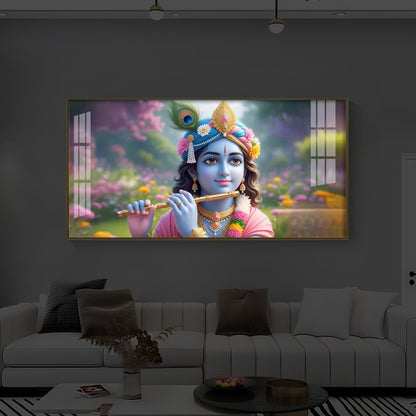 Krishna Ji Modern Luxury Backlight Horizontal Wall Art
