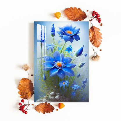 Cosmos Blue Flower Acrylic Wall Art