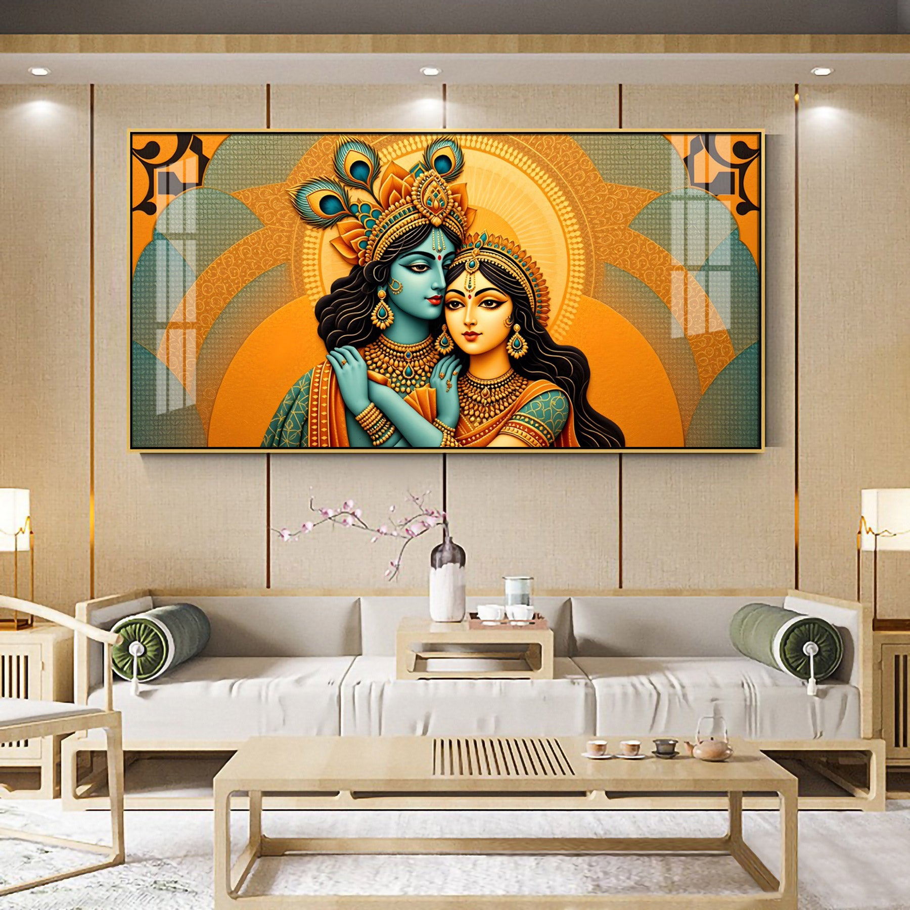 Cosmic Connection Radha Krishna Premium Acrylic Horizontal Wall Art