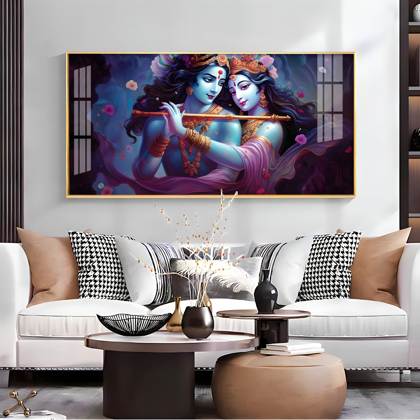 Radha Krishna Unforgetful Love Premium Acrylic Horizontal Wall Art