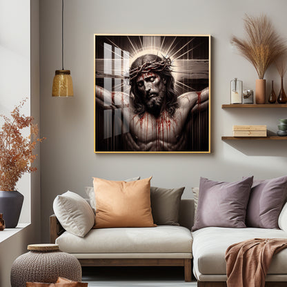 Jesus Crucified Premium Acrylic Square Wall Art