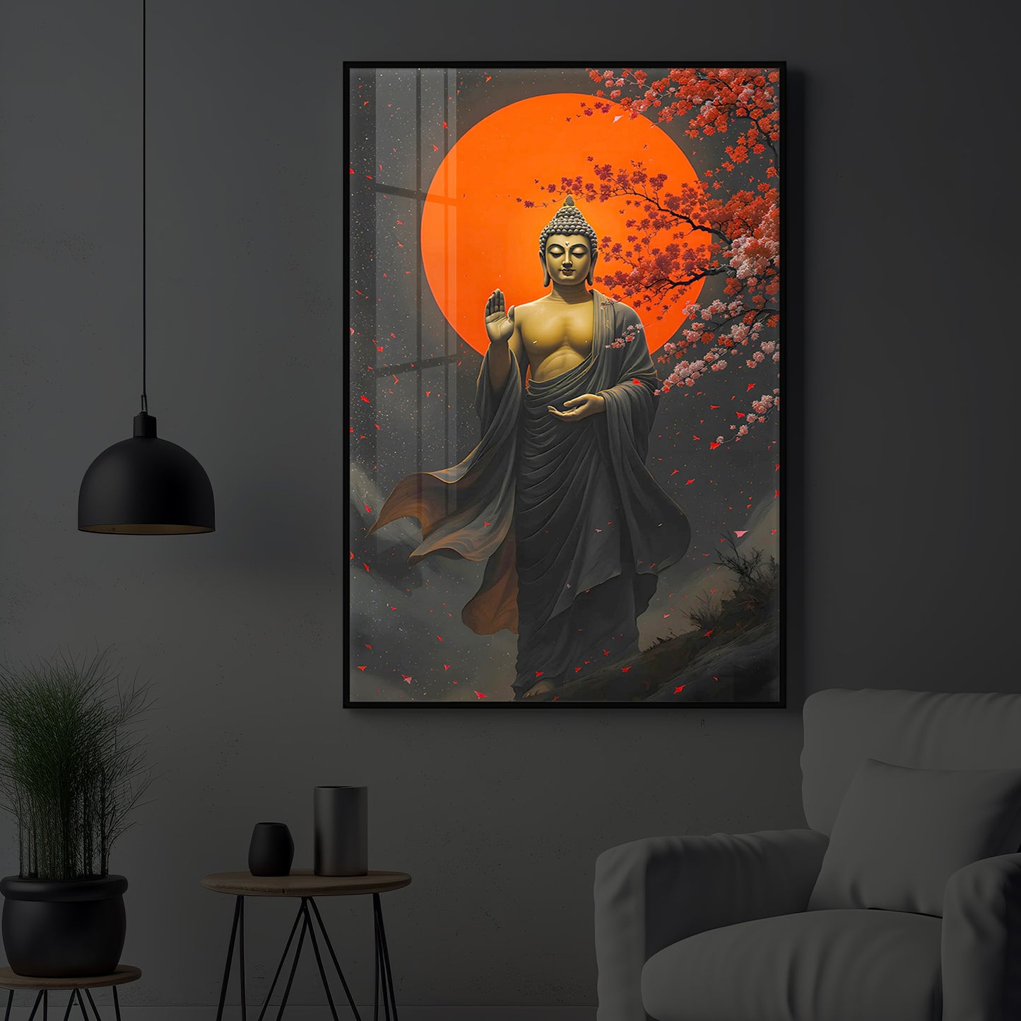 Gautam Buddh Modern Luxury Backlight Vertical Wall Art
