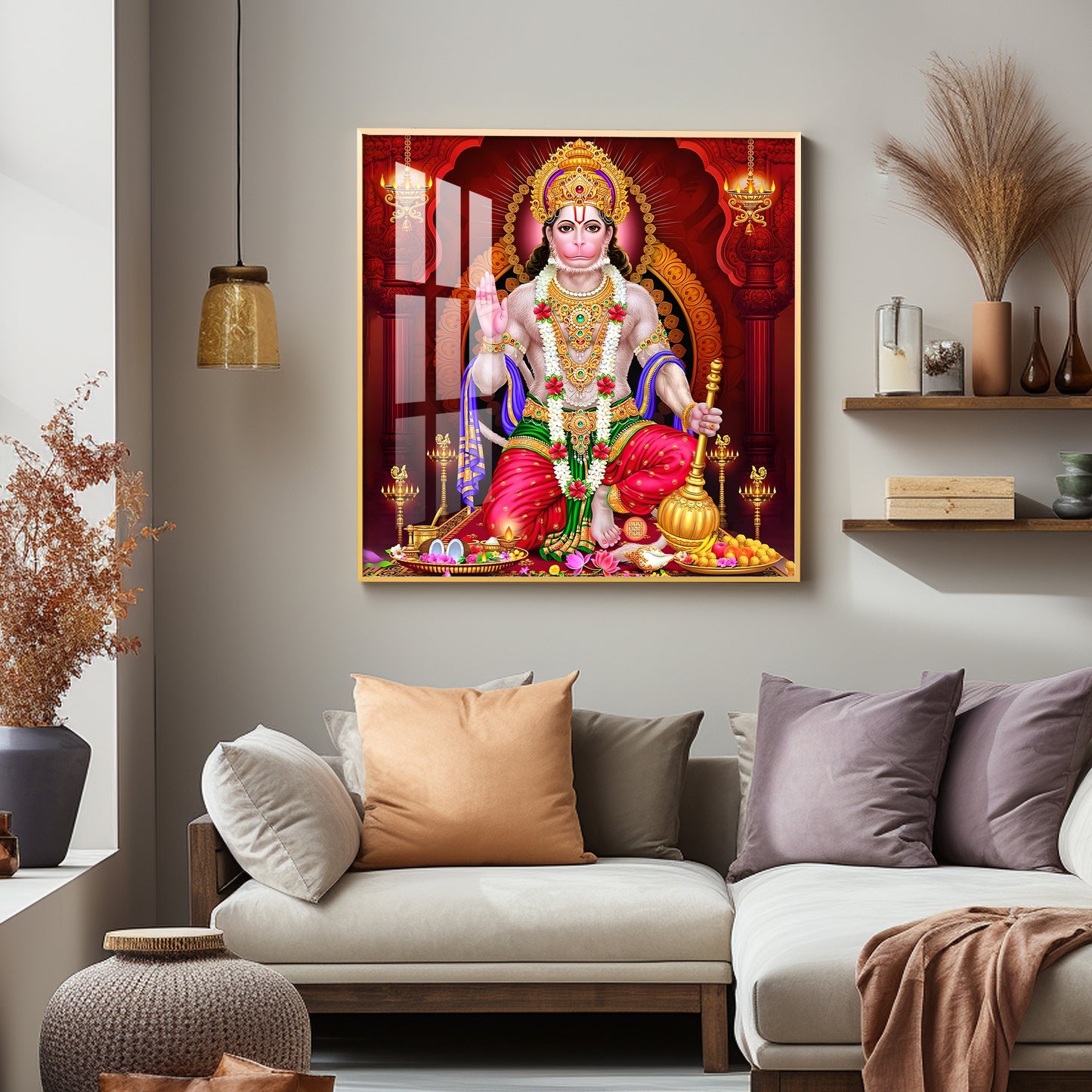 Sacred Harmony Of Hanuman Premium Acrylic Square Wall Art