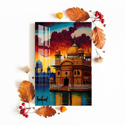 Twilight Golden Temple Acrylic Wall Art