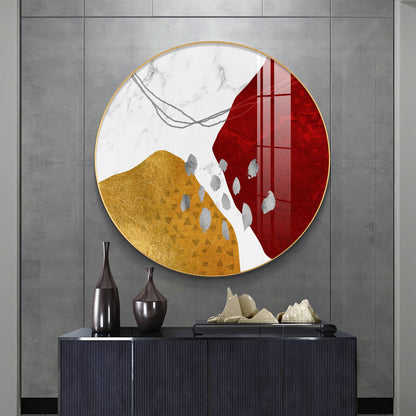 Crimson Elegance Premium Acrylic Round Wall Art