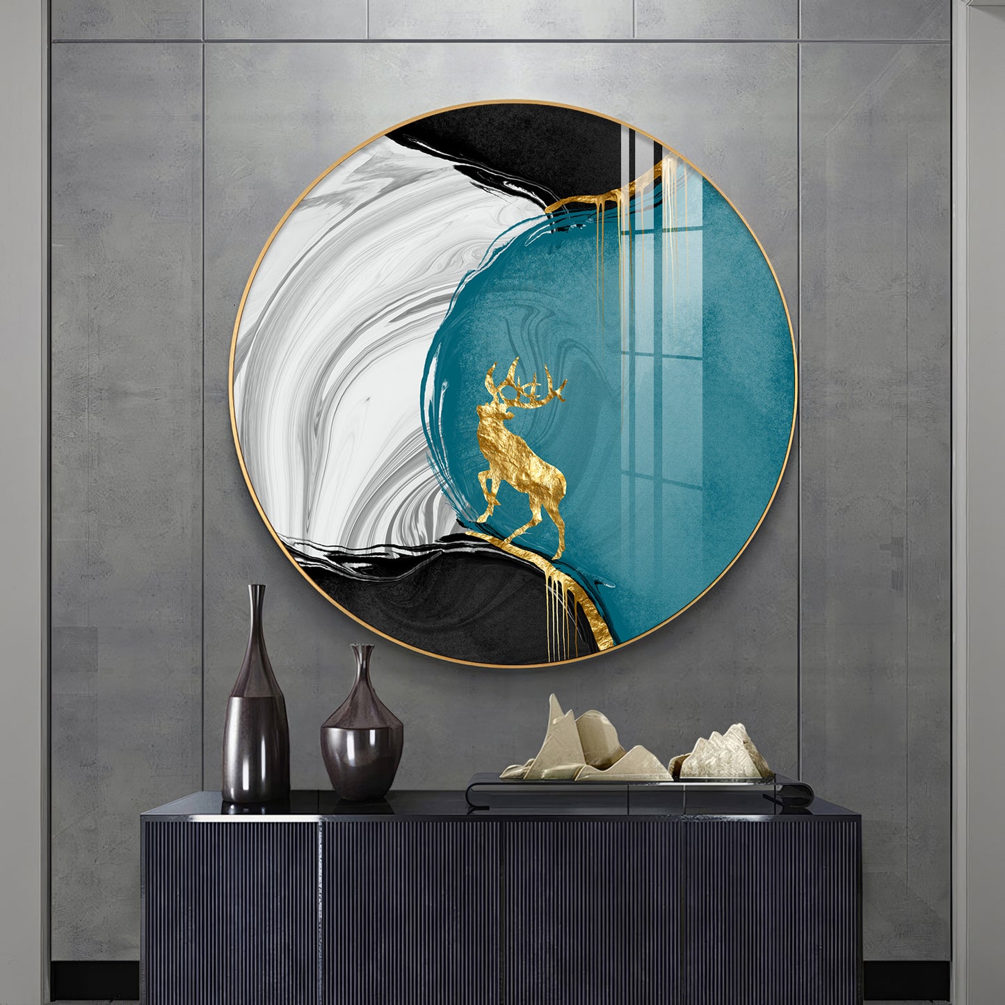 Chromatic Abstract Premium Acrylic Round Wall Art