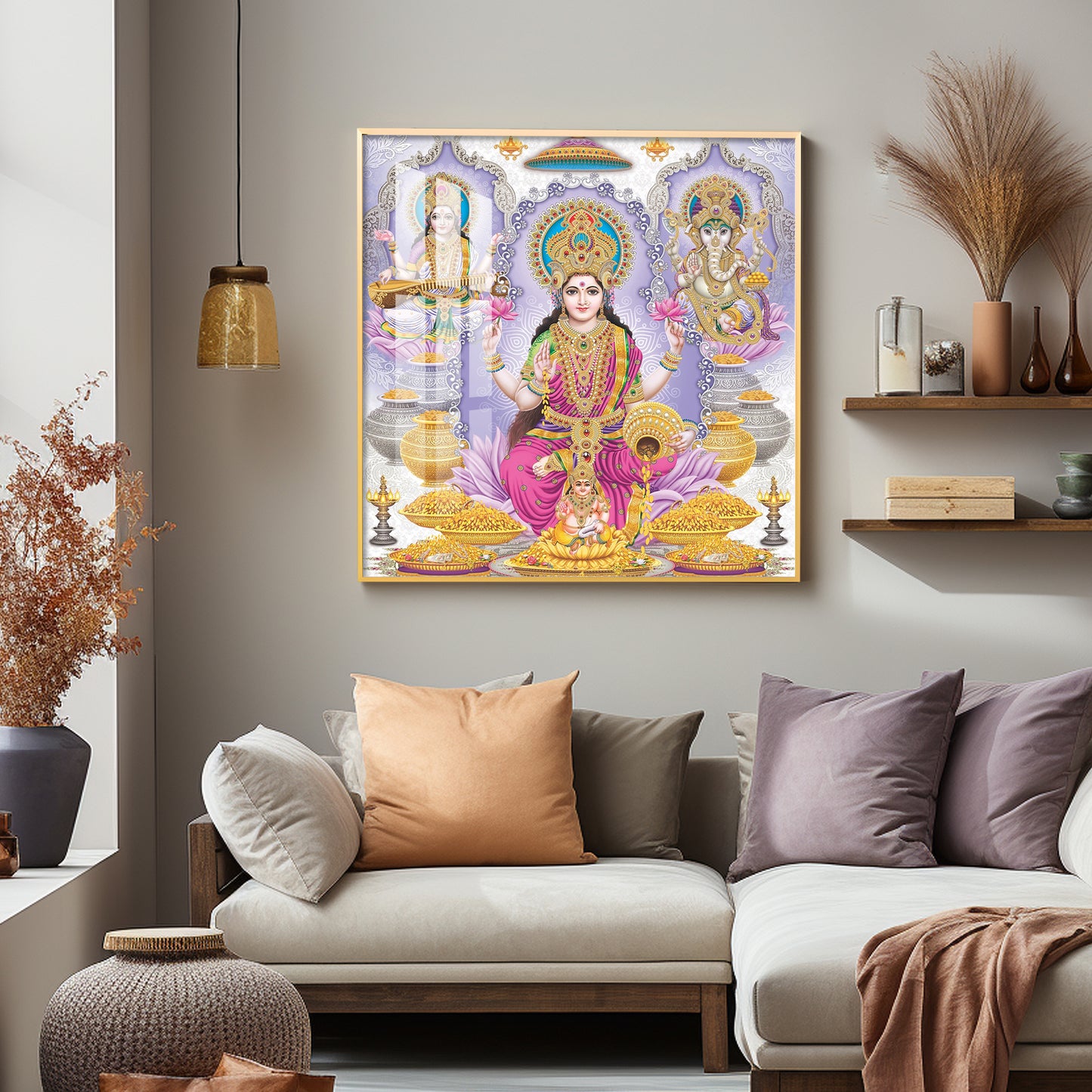 Maa Laxmi Deity Premium Acrylic Square Wall Art