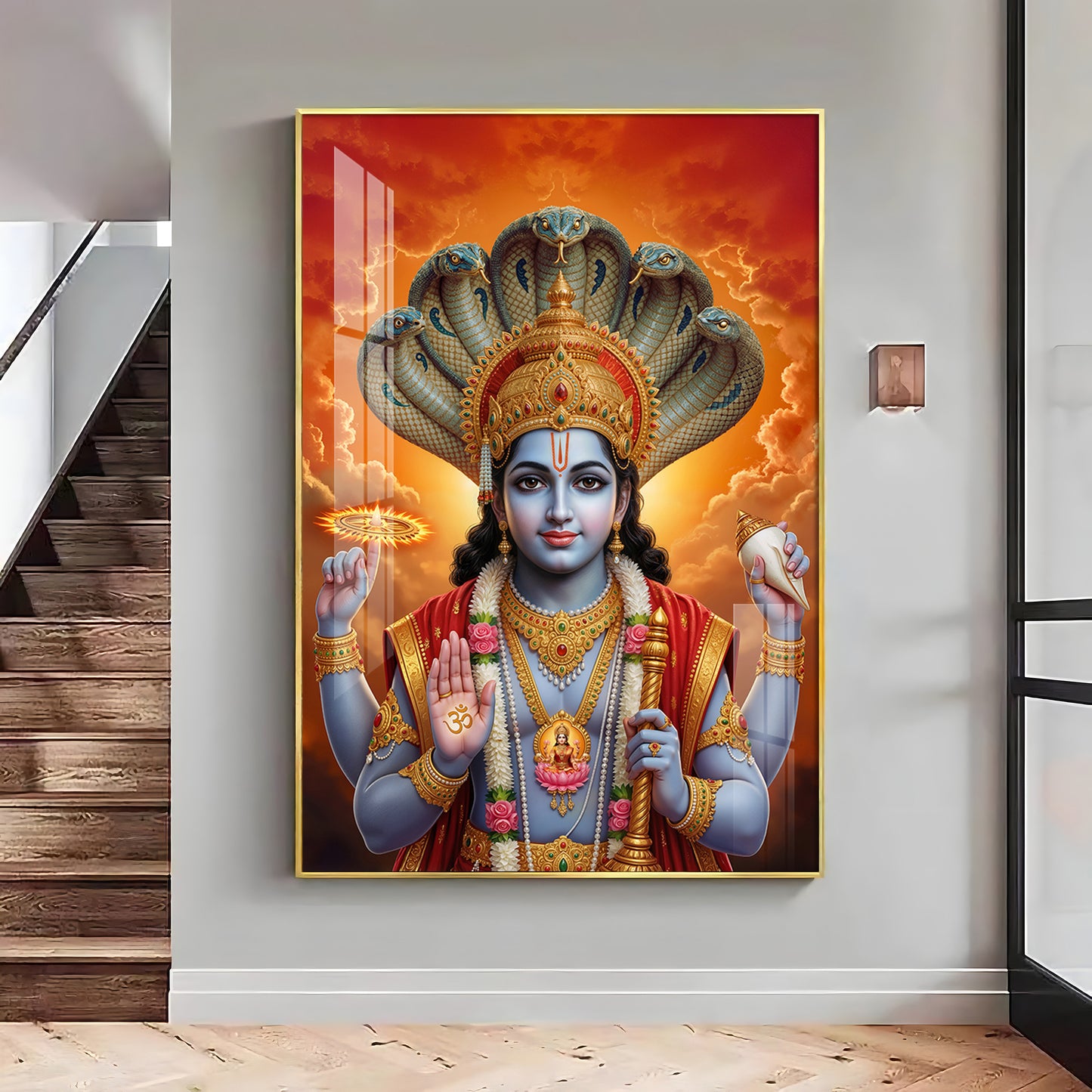 Lord Vishnu Premium Acrylic Vertical Wall Art