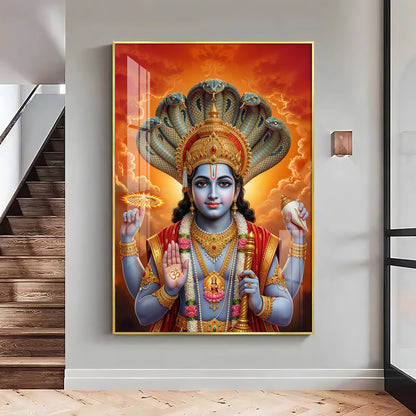 Lord Vishnu Premium Acrylic Vertical Wall Art