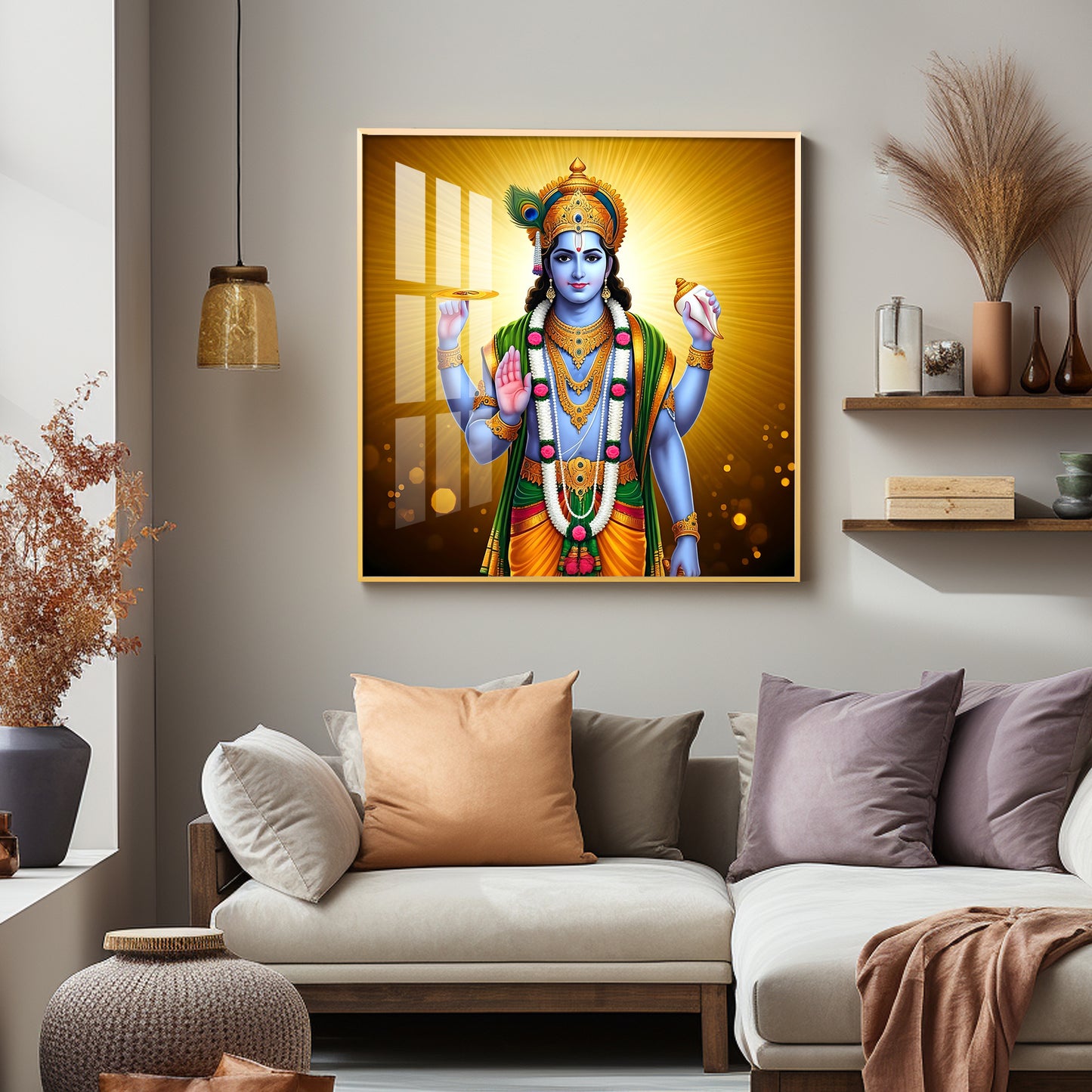 Ethereal Presence Of Lord Krishna Premium Acrylic Square Wall Art