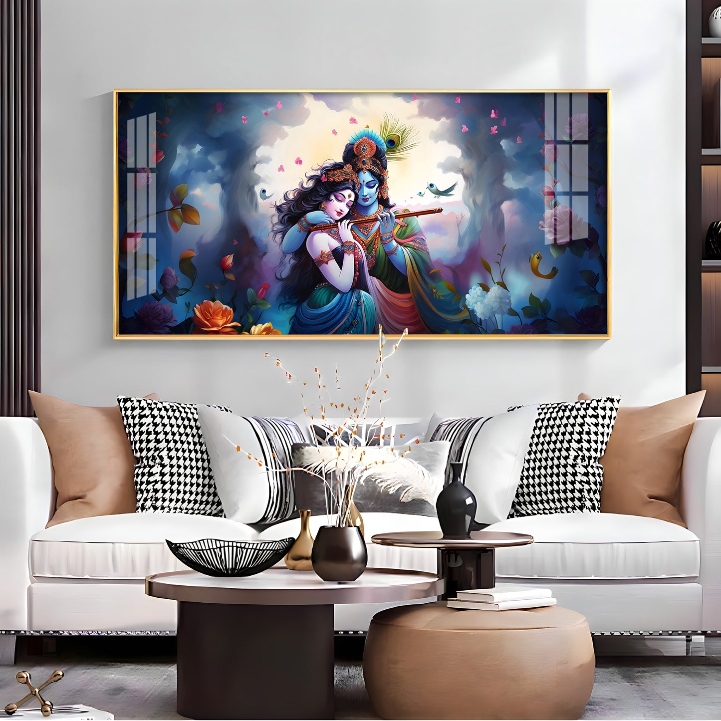 Astounding Love Of Radha Krishna Premium Acrylic Horizontal Wall Art