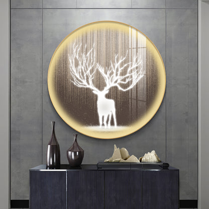 Antlered Reflection Premium Acrylic Round Wall Art