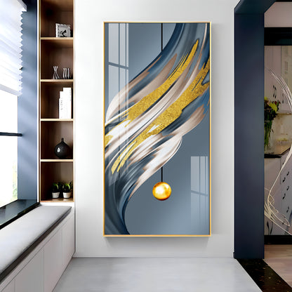 Golden Splash Premium Acrylic Vertical Wall Art