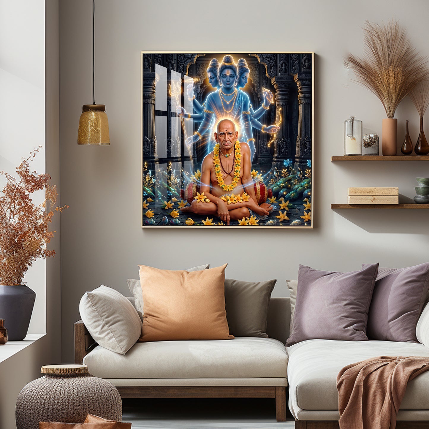 Divine Swami Samarth Premium Acrylic Square Wall Art
