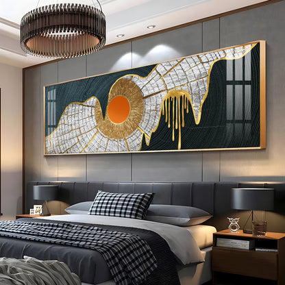 Golden Frill With Orange Circle Premium Acrylic Horizontal Wall Art