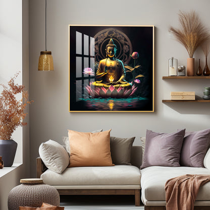 Namo Buddhay Premium Acrylic Square Wall Art