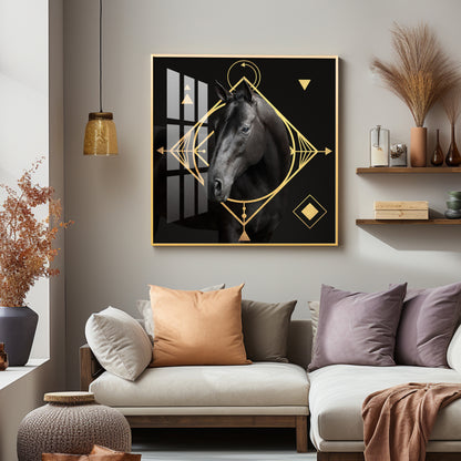 Gold Foil Horse Premium Acrylic Square Wall Art