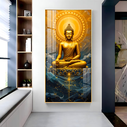 Tranquil Gold Buddha Premium Acrylic Vertical Wall Art