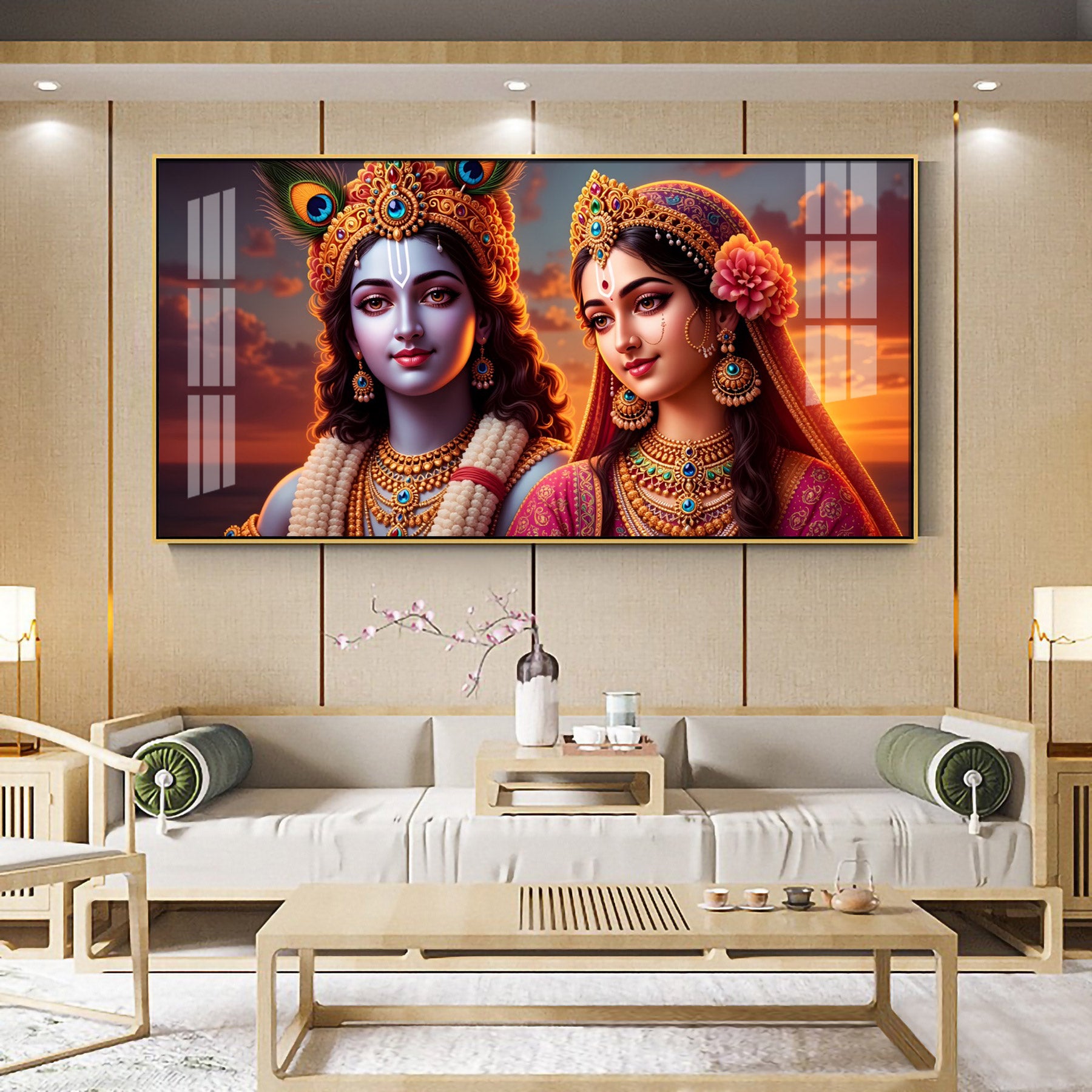 Radha Krishna Soulful Harmony Premium Acrylic Horizontal Wall Art