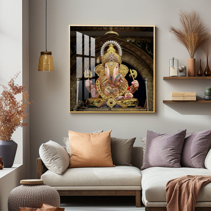 Lord Ganesh Serenity Premium Acrylic Square Wall Art