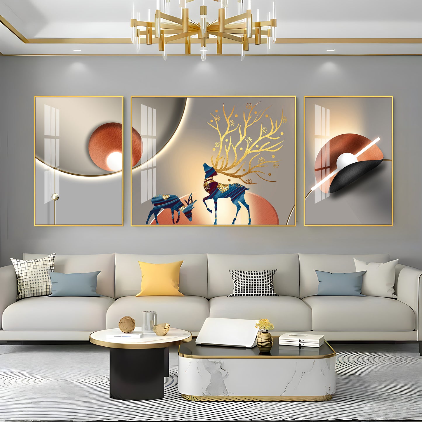 Fictional Deer Premium Acrylic Wall Art (Set of 3)