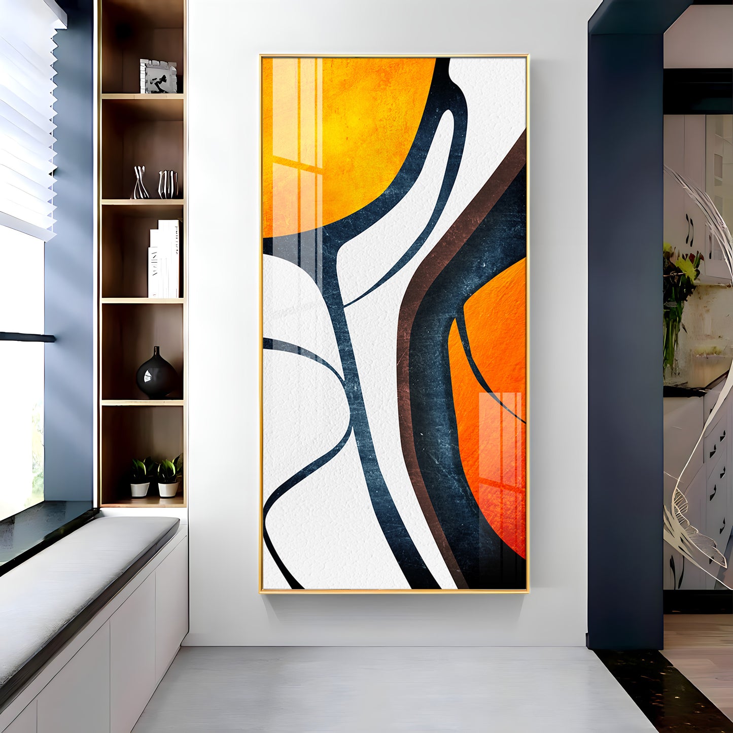 Orange Light Luxury Corridor Premium Acrylic Vertical Wall Art