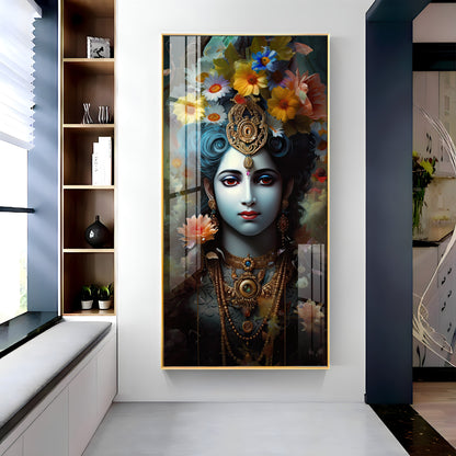 Jai Shree Krishna Premium Acrylic Vertical Wall Art