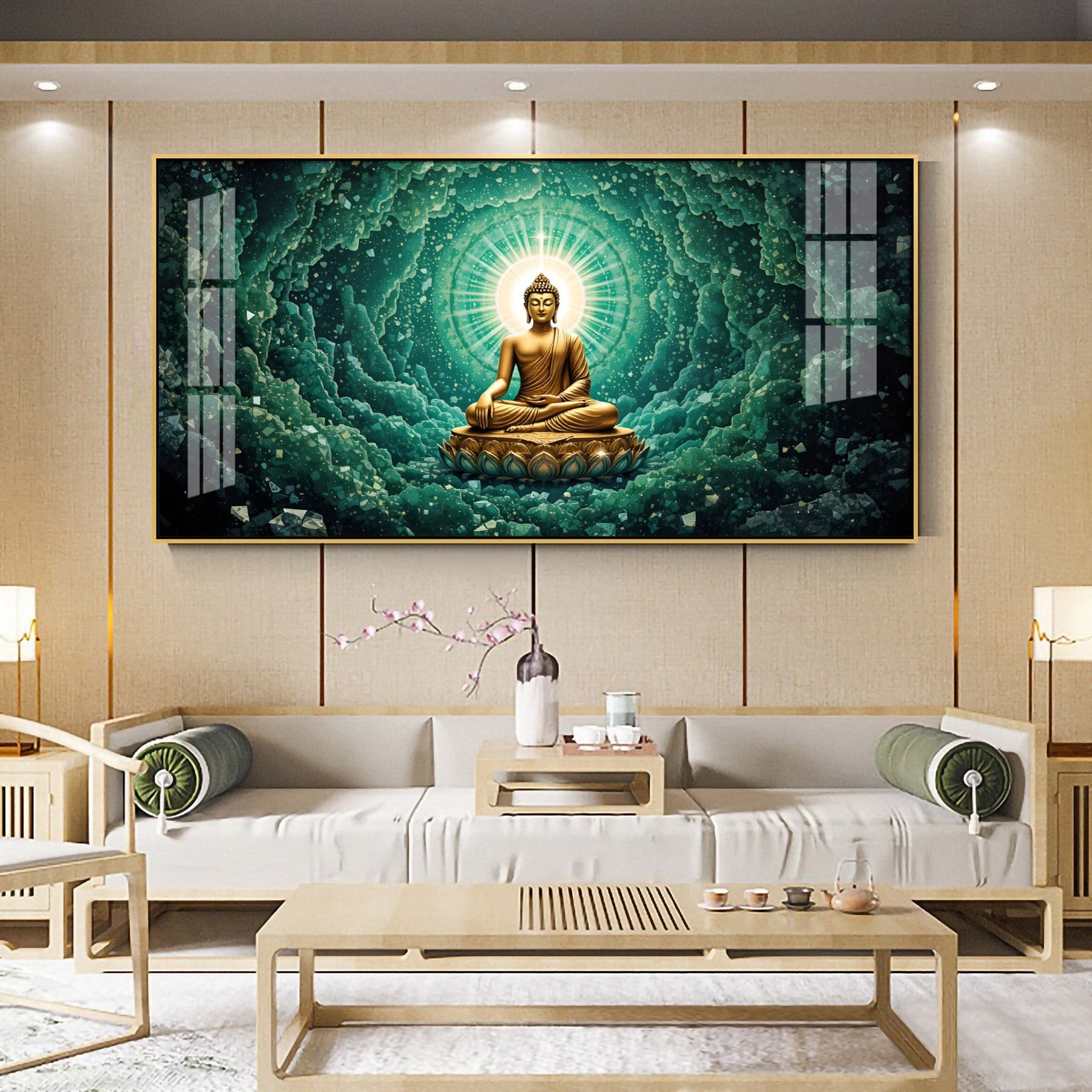 Tranquil Cloud Buddha Premium Acrylic Horizontal Wall Art
