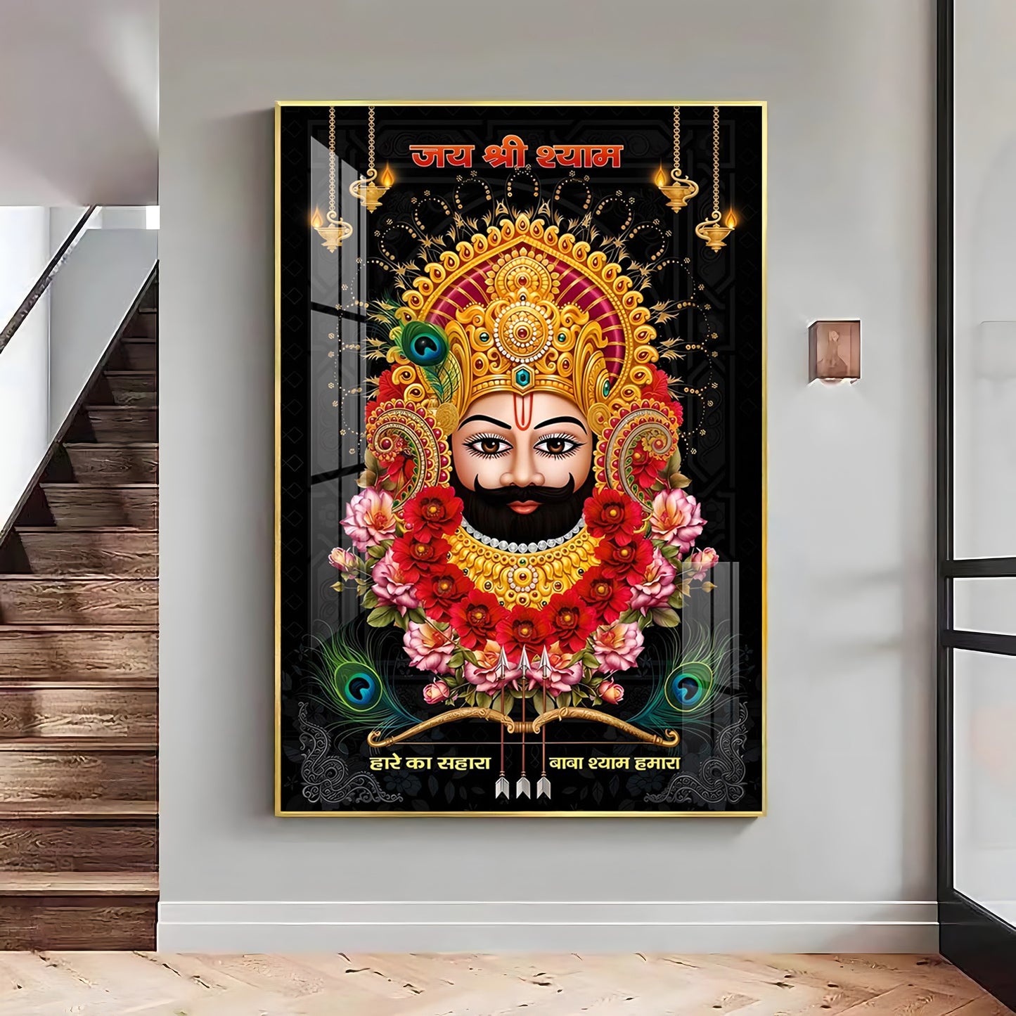 Khatu Shyam Baba Premium Acrylic Vertical Wall Art