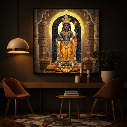 Shree Ram Modern Luxury Backlight Square Wall Art