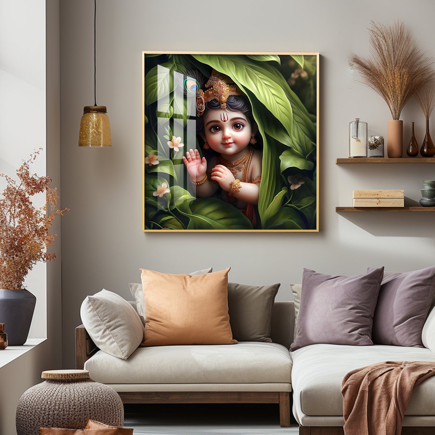 Ladoo Gopal Premium Acrylic Square Wall Art