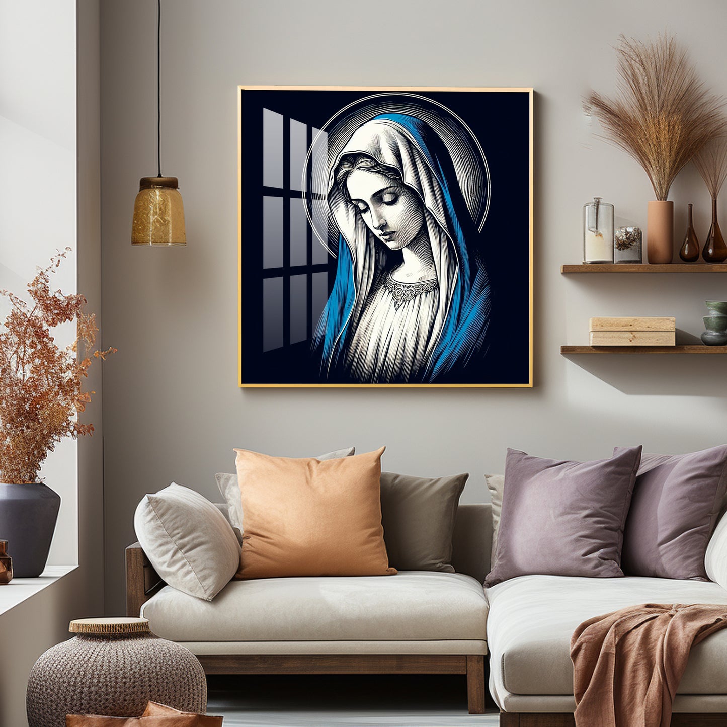 Portrait of the Virgin Mary Premium Acrylic Square Wall Art