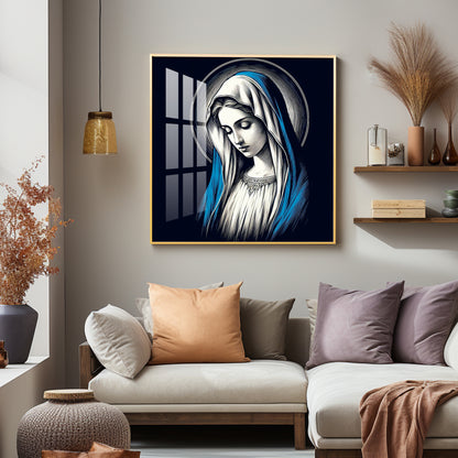 Portrait of the Virgin Mary Premium Acrylic Square Wall Art