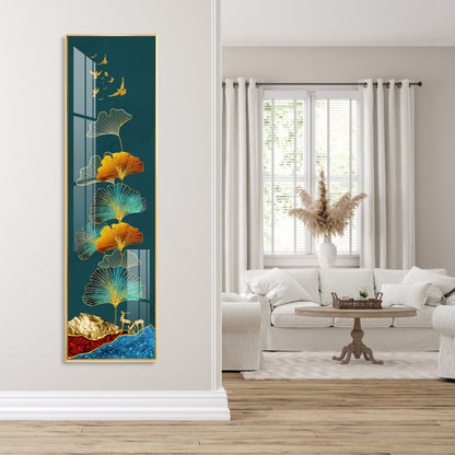 Two Deer On Ginkgo Leaf Vertical Premium Acrylic Vertical Wall Art