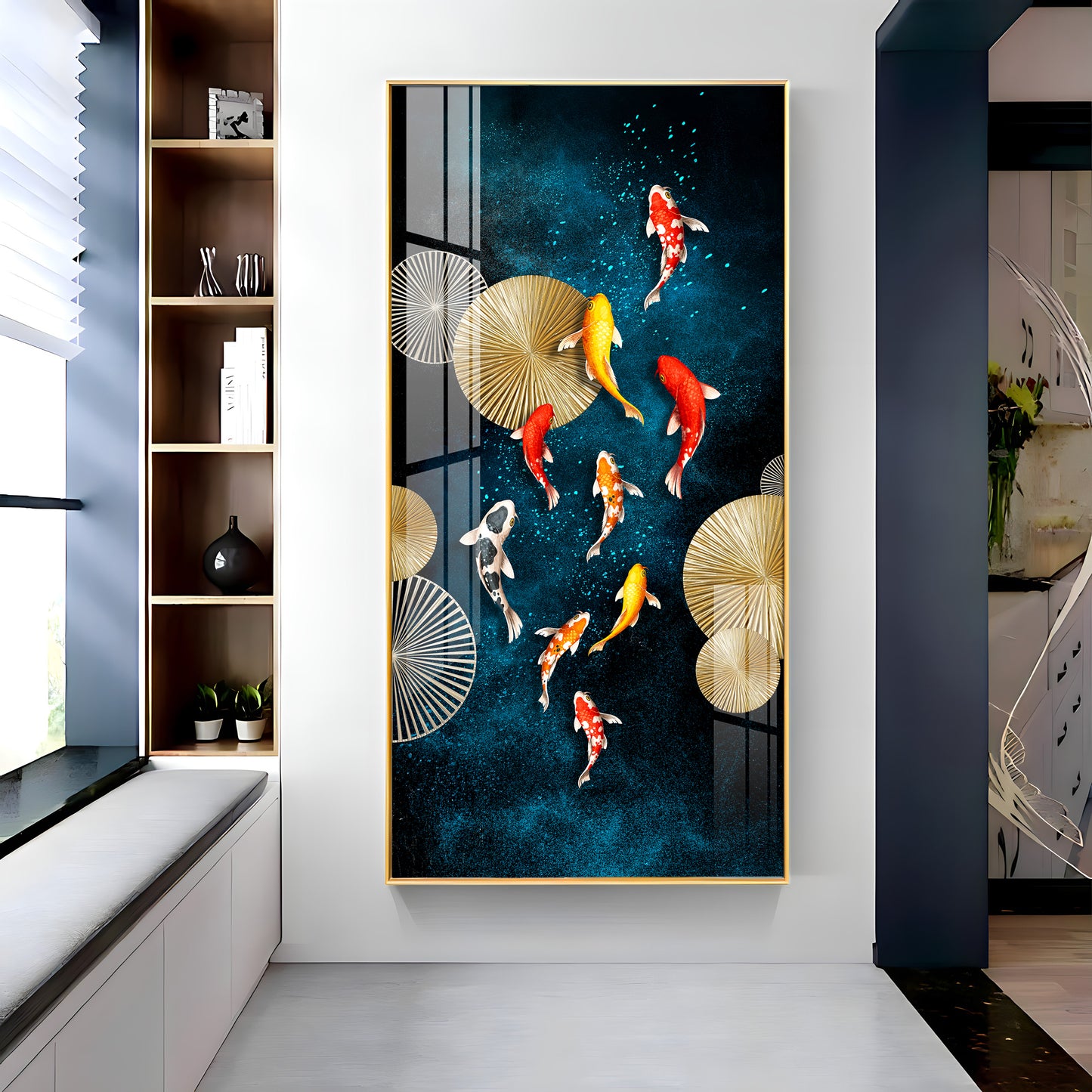 Colourful Koi Fish Premium Acrylic Vertical Wall Art