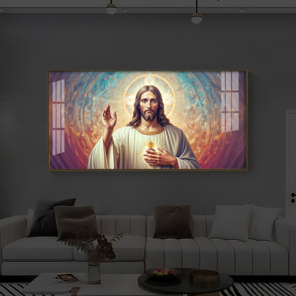 God Jesus Modern Luxury Backlight Horizontal Wall Art