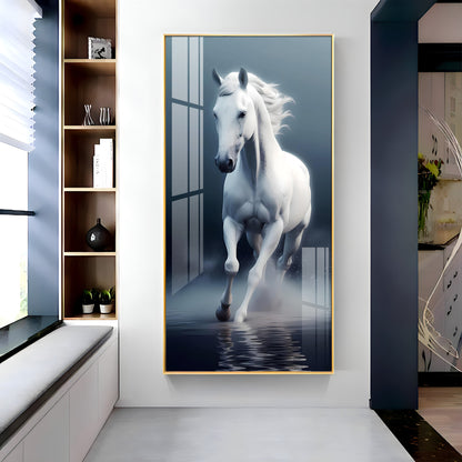 Beautiful White Horse Premium Acrylic Vertical Wall Art