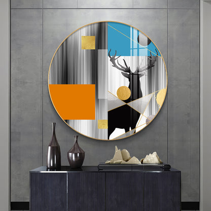 Circular Deer Premium Acrylic Round Wall Art