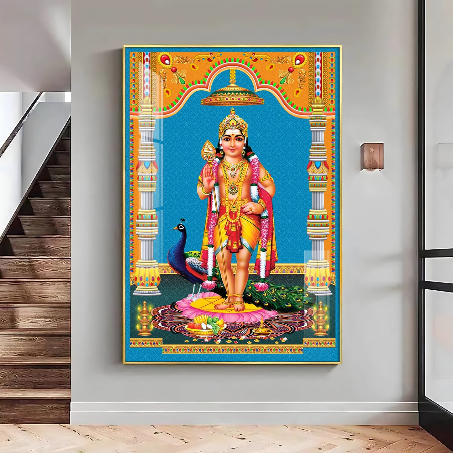 God Murugan Kartikeya Premium Acrylic Vertical Wall Art