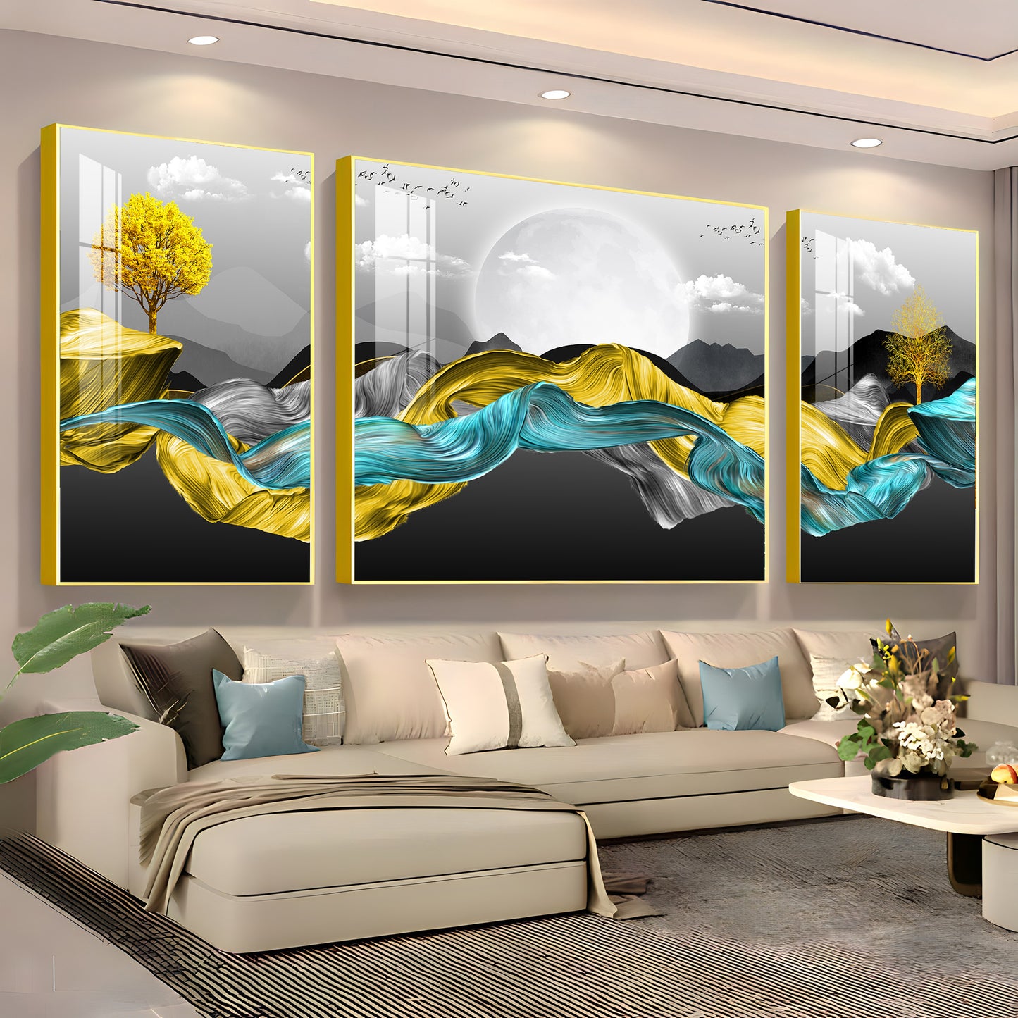 Silky Mountains Premium Acrylic Wall Art (Set of 3)