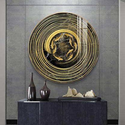 Koi In Spiral Premium Acrylic Round Wall Art
