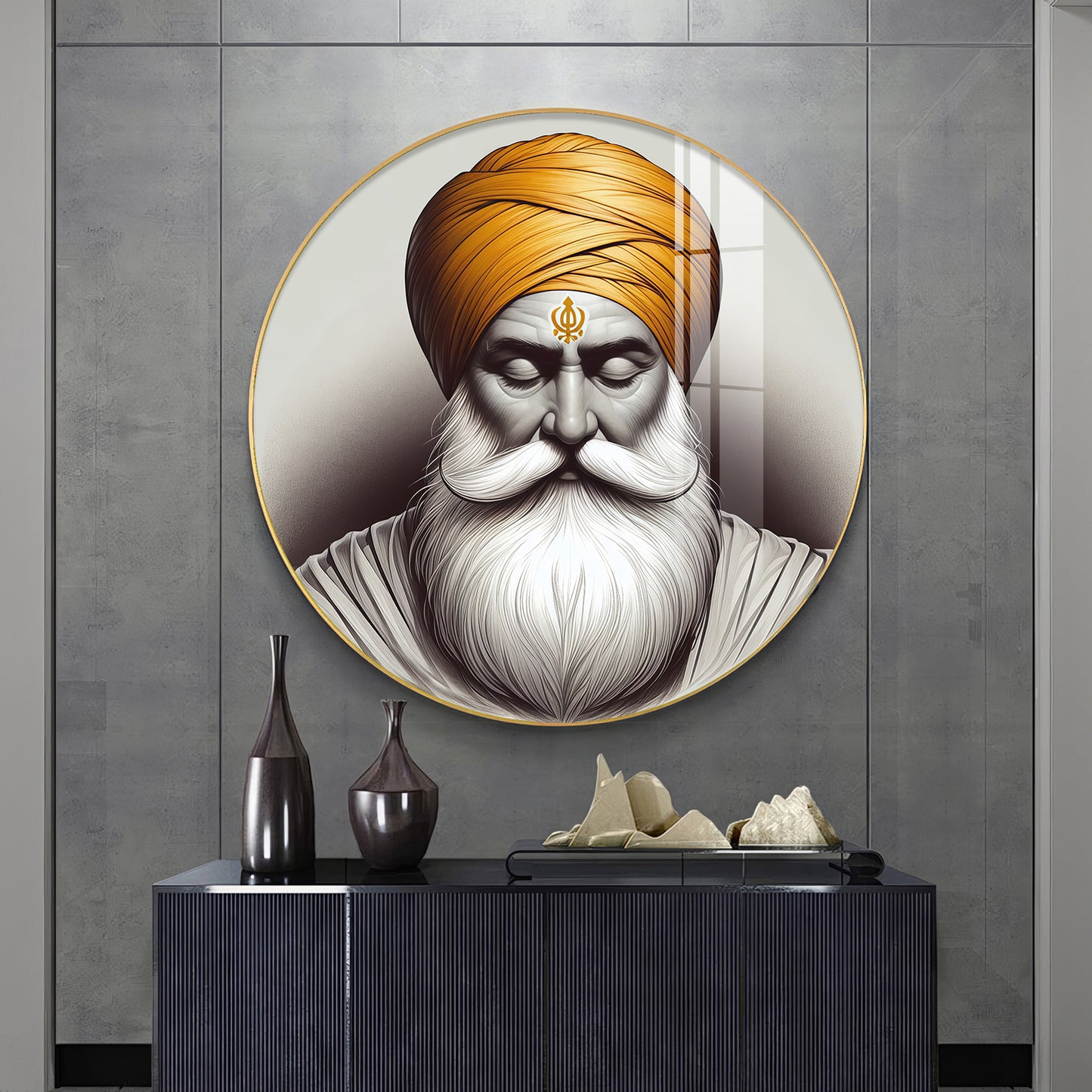 Guru Nanak Dev Ji Premium Acrylic Round Wall Art